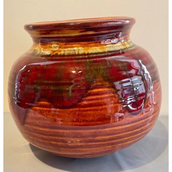 MCM Handmade Canadian Pottery Planter Vase – Red Brown Drip Glaze – 5.5” Tall - Picture 2 of 8